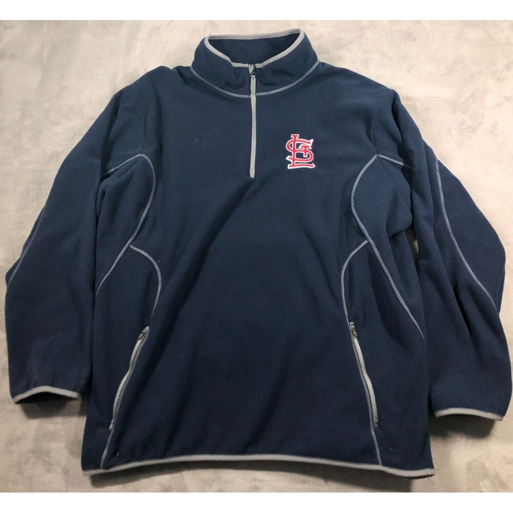 St Louis Cardinals 1/4 Zip Fleece Mens Size 3XL Blue Antigua MLB Long Sleeve